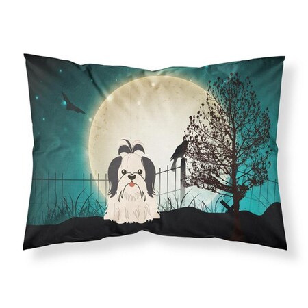 Micasa Halloween Scary Shih Tzu Black White Fabric Standard Pillowcase, 20.5 x 0.25 x 30 in. MI225471